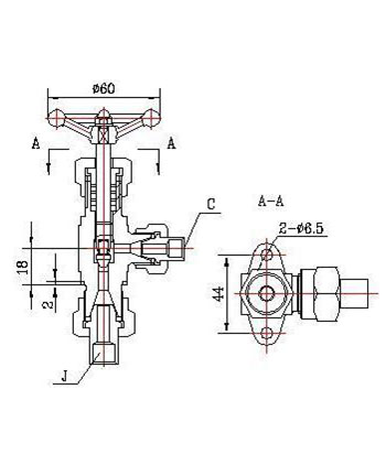 j24w-100p角式仪表阀